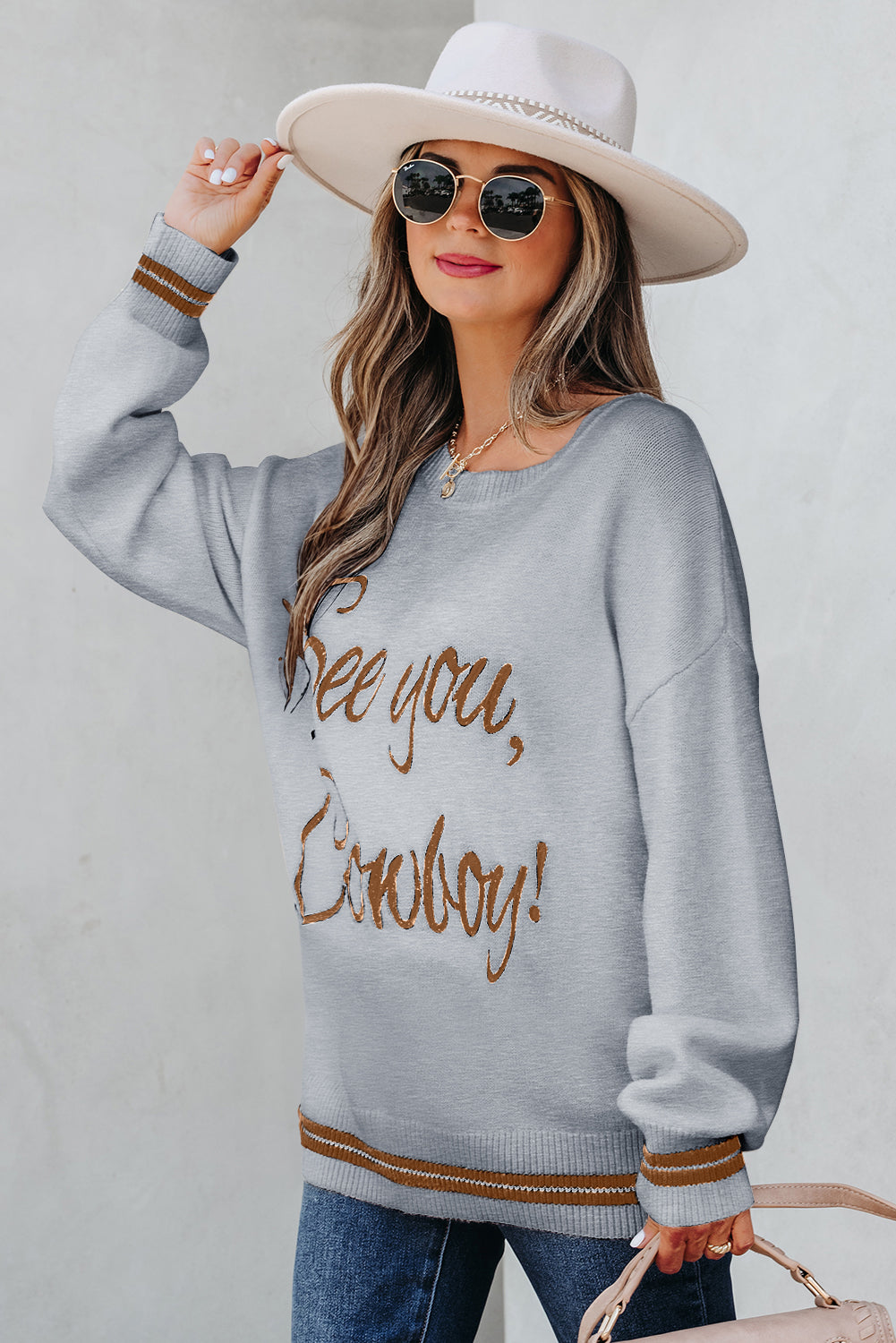 See You Cowboy Embroidered Sweater