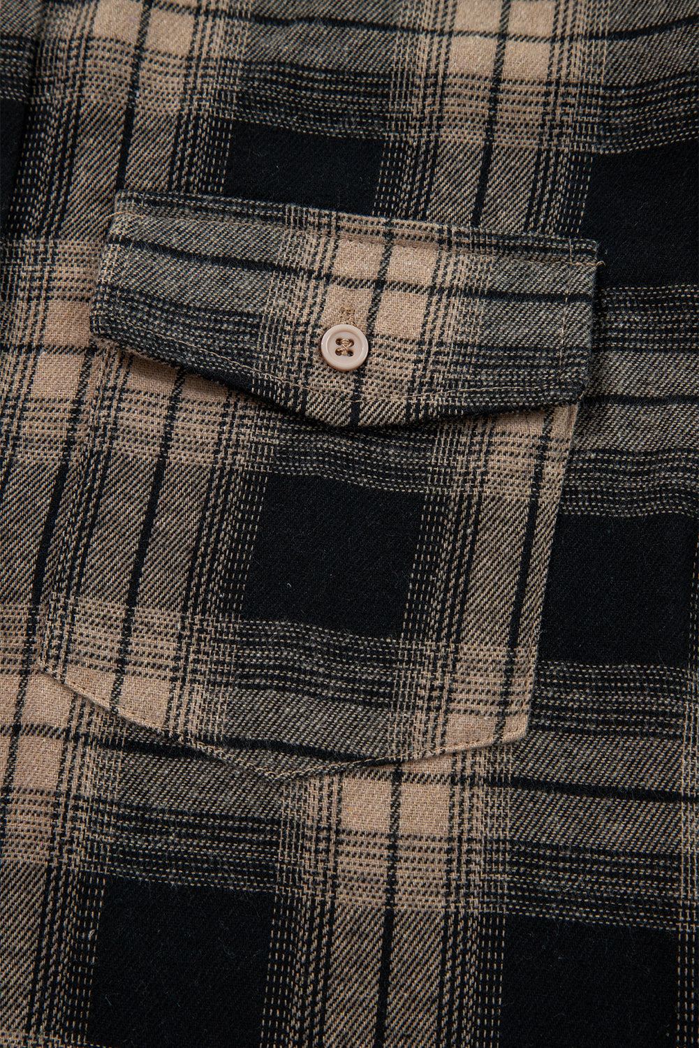 Retro Plaid Double Flap Pocket Brushed Shacket