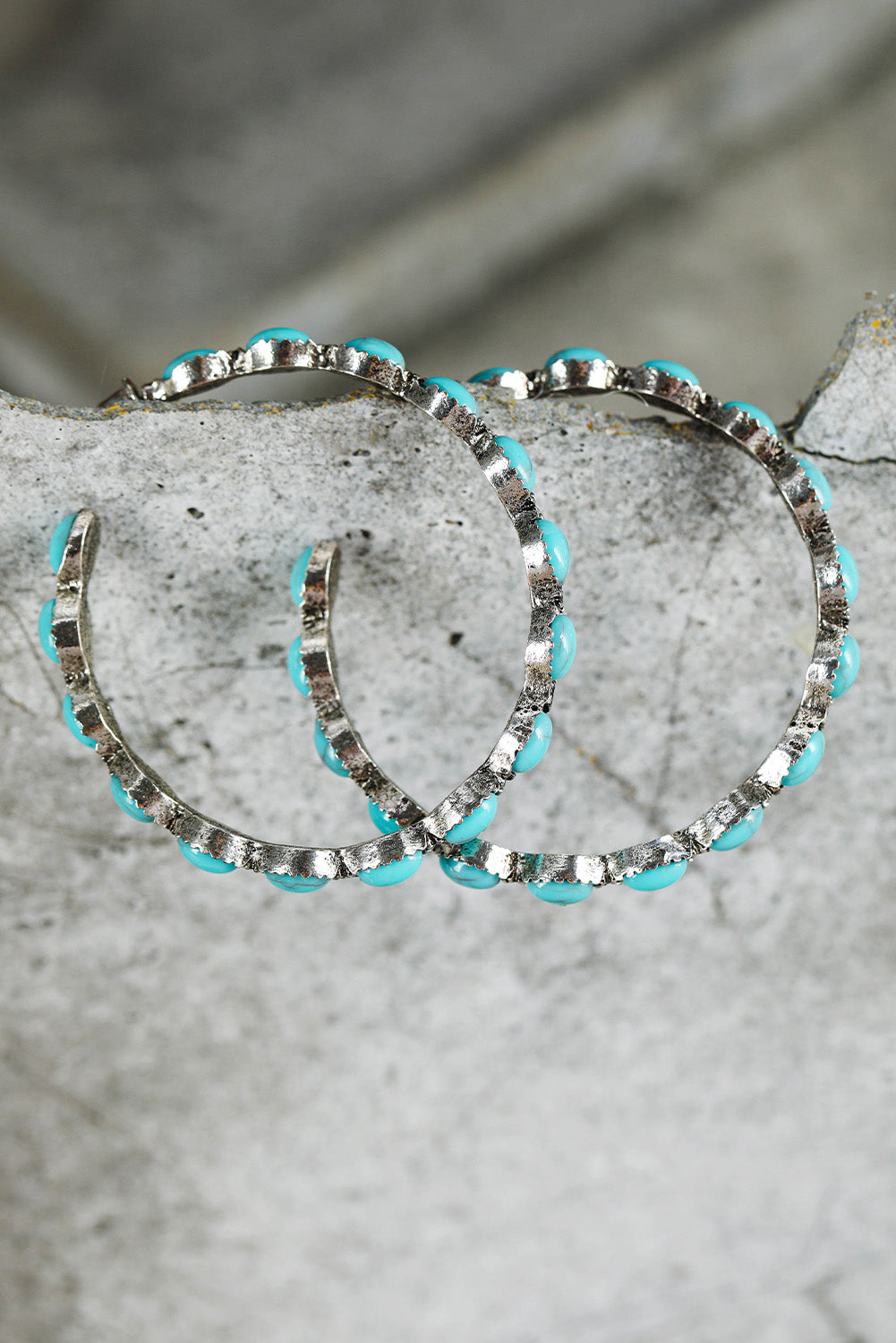 Turquoise Gem Inlay Hoops