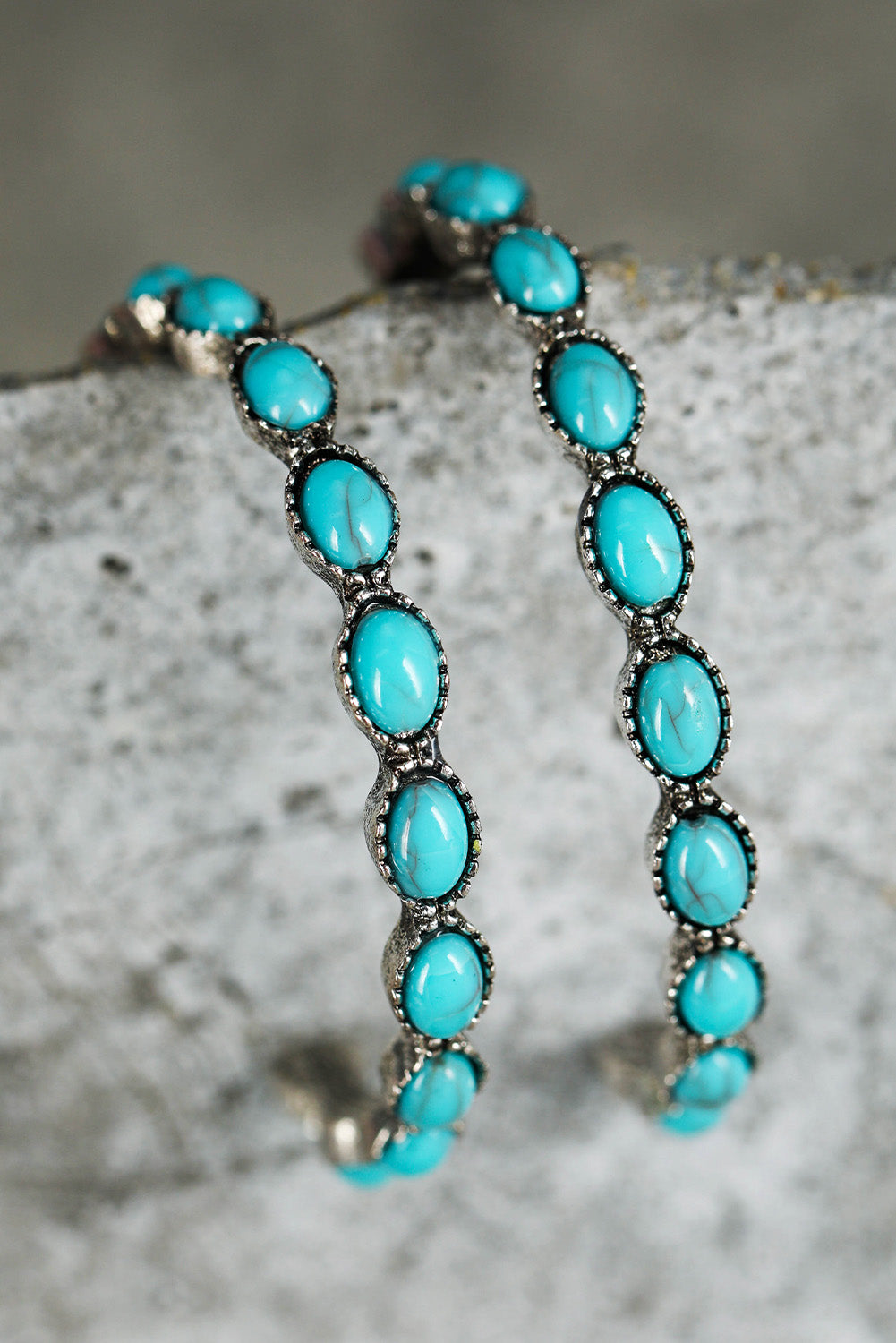 Turquoise Gem Inlay Hoops