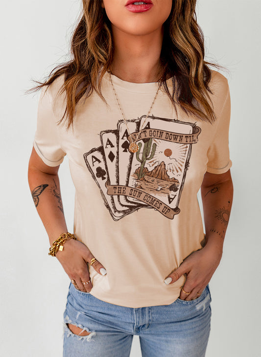 Khaki Poker Cards Graphic Tee