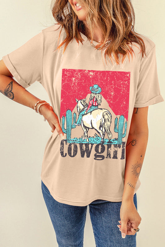 Khaki Cowgirl Rodeo Graphic Tee
