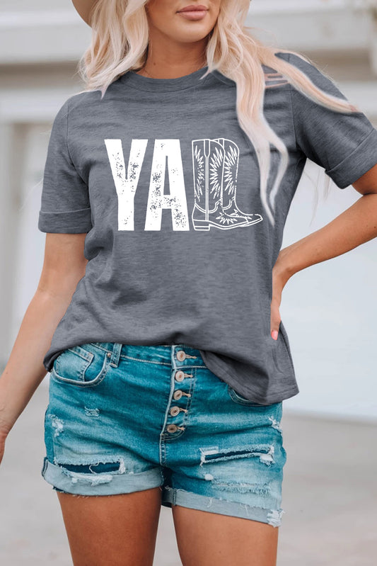 Gray YALL Western Boots Graphic Tee