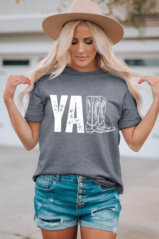 Gray YALL Western Boots Graphic Tee