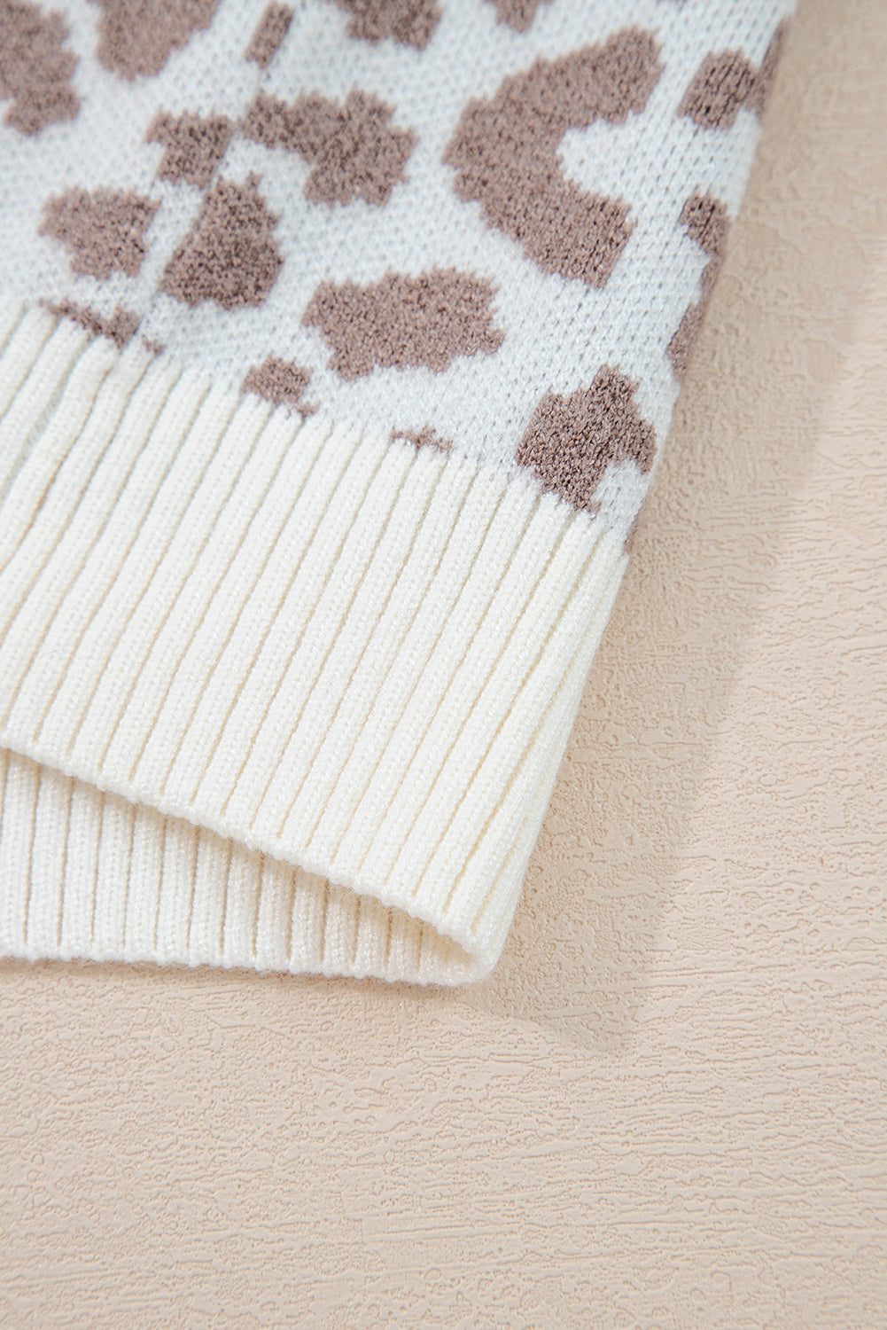 Khaki Leopard Knitted Cardigan Sweater