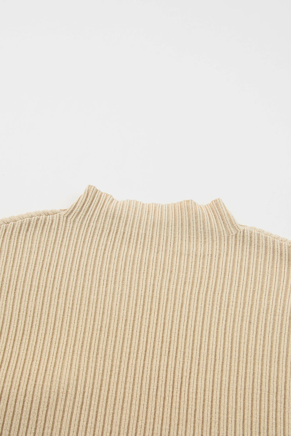 Oatmeal- Patch Pocket Ribbed Knit Short Sleeve Sweater