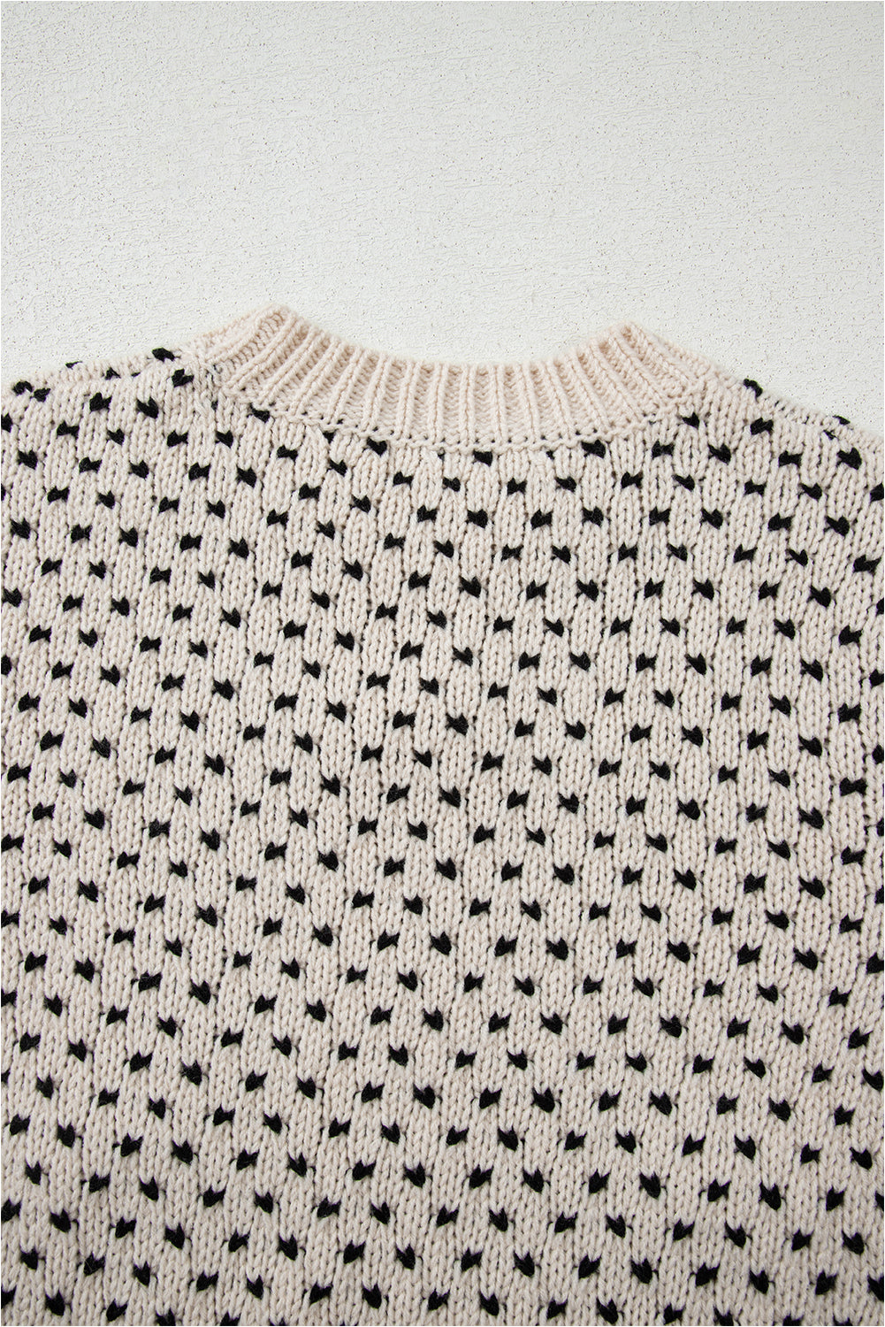 Ivory & Black Bow Dot Ribbed Edge Crew Neck Sweater