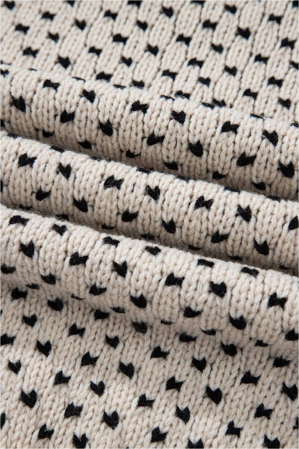 Ivory & Black Bow Dot Ribbed Edge Crew Neck Sweater