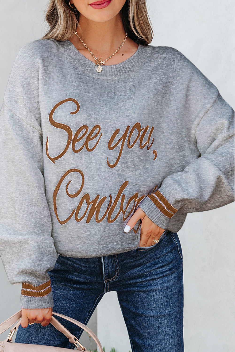 See You Cowboy Embroidered Sweater