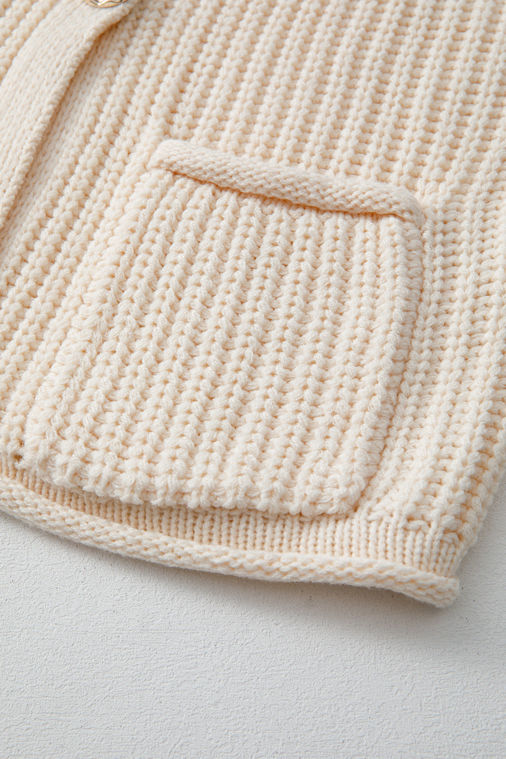 Off White Solid Textured Knit Side Pockets Buttoned Sweater Vest