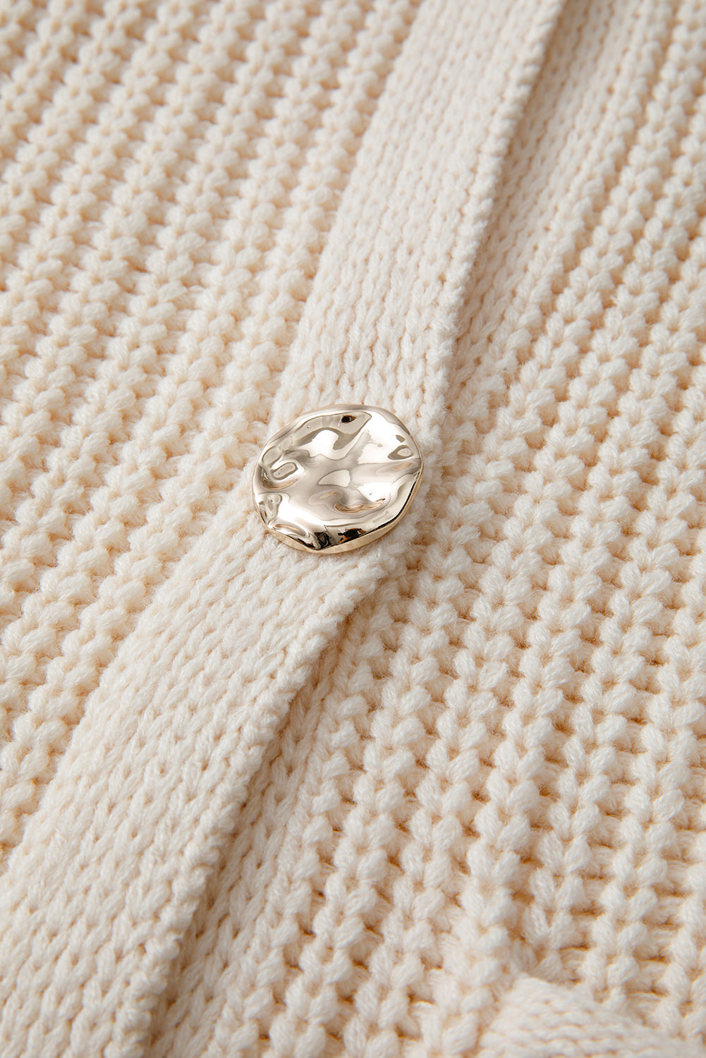 Off White Solid Textured Knit Side Pockets Buttoned Sweater Vest