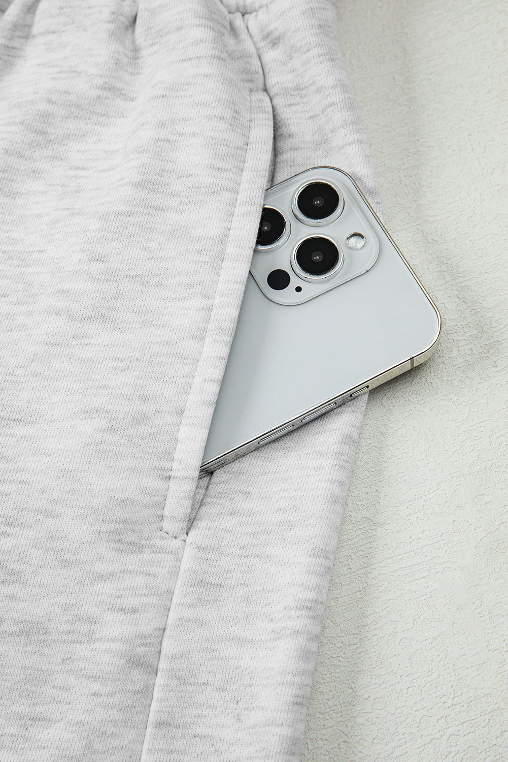 2pc Light Grey Bow Embroidered Detail Puff Sleeve Pullover Short Set