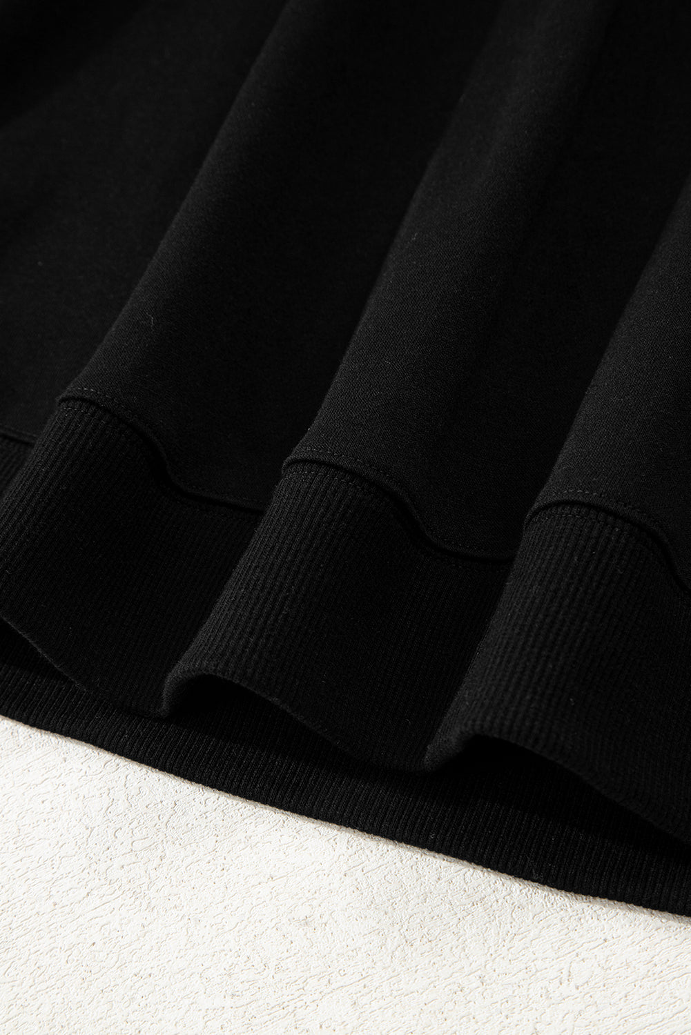 2pc Black Varsity Striped Sleeve Drop Shoulder Sweatshirt & Short Set