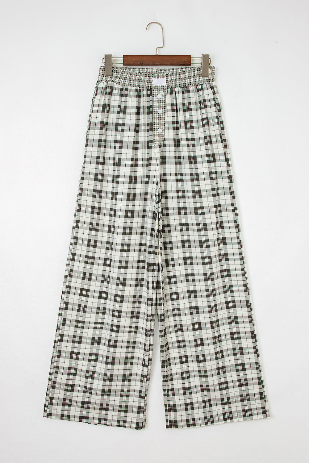 Gray-ish Green Plaid Wide Leg Lounge Pants