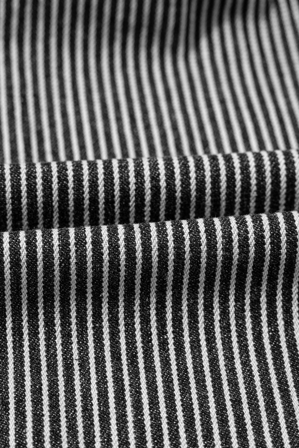 Dark Blue Stripe Washed Oversized Pocketed Denim Jacket