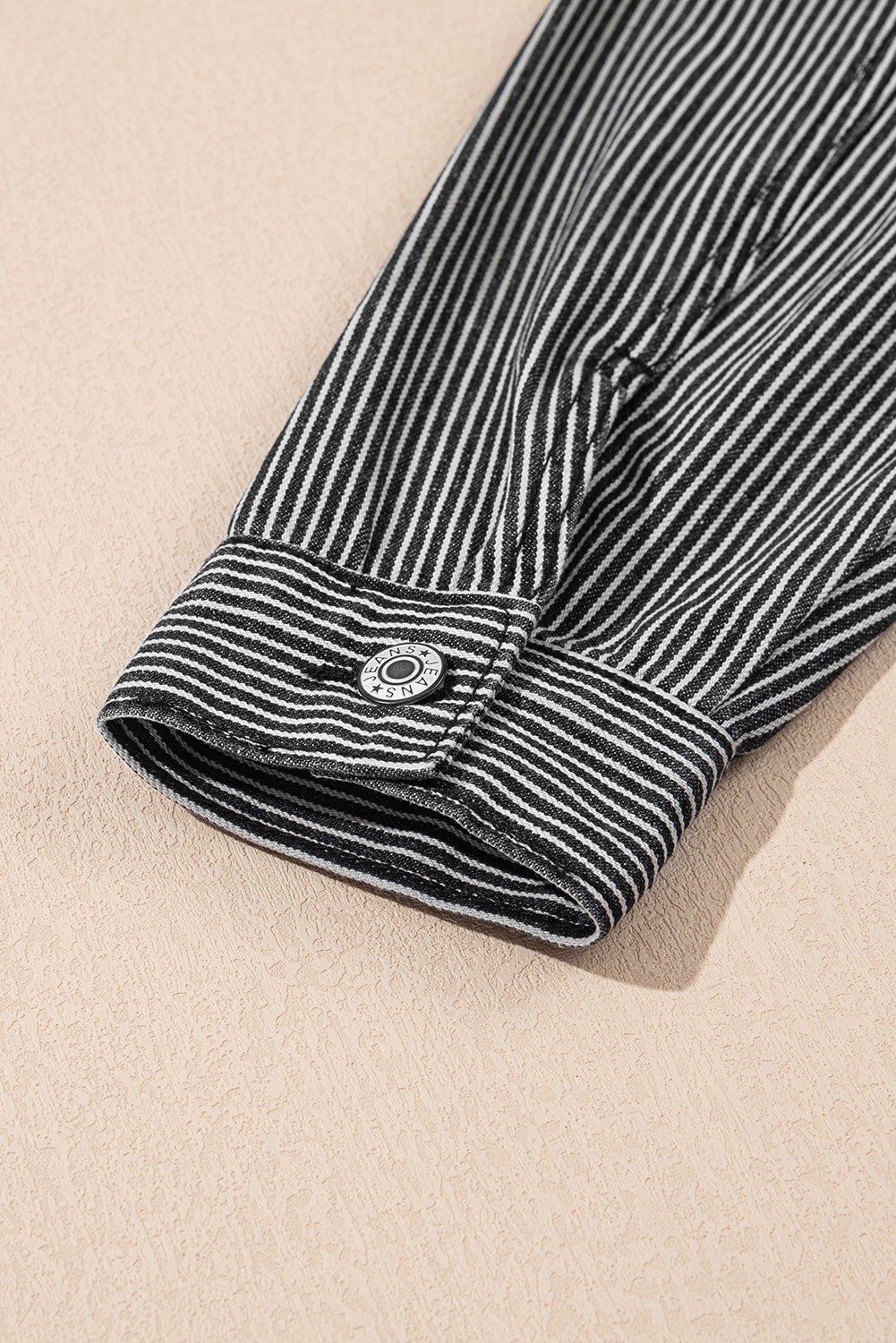 Dark Blue Stripe Washed Oversized Pocketed Denim Jacket