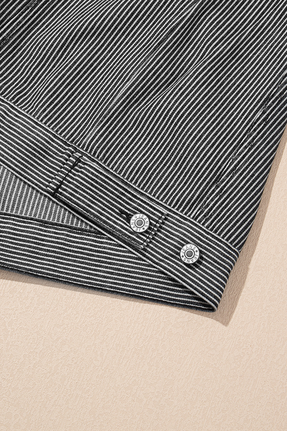 Dark Blue Stripe Washed Oversized Pocketed Denim Jacket