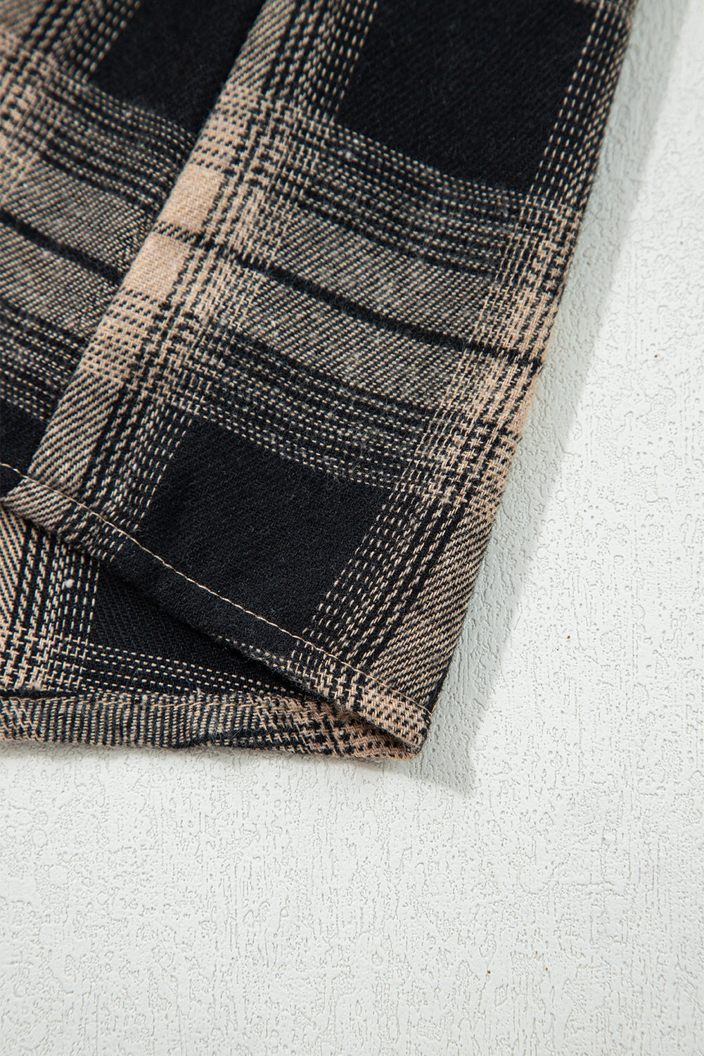 Retro Plaid Double Flap Pocket Brushed Shacket