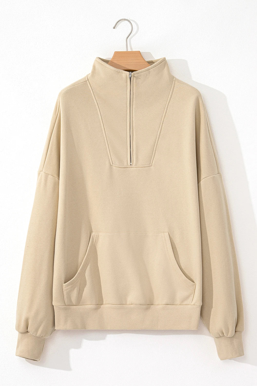 Smoke Gray Zip-up Kangaroo Pocket Sweatshirt