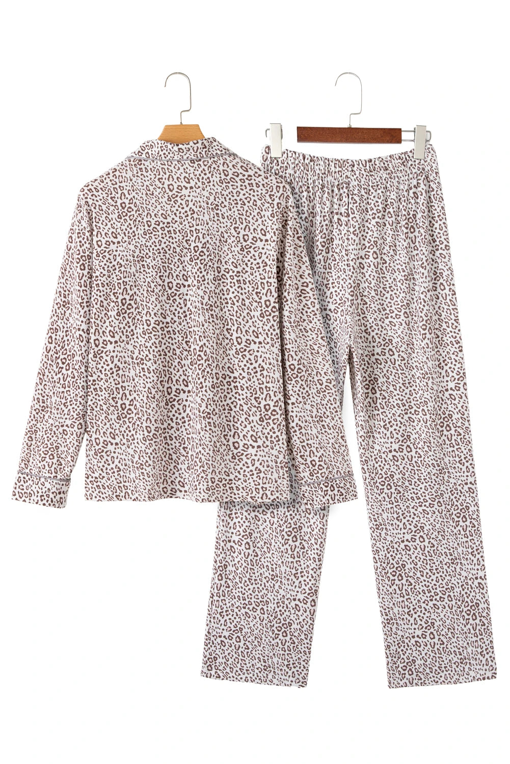 White & Brown Leopard Print  Pajamas Set